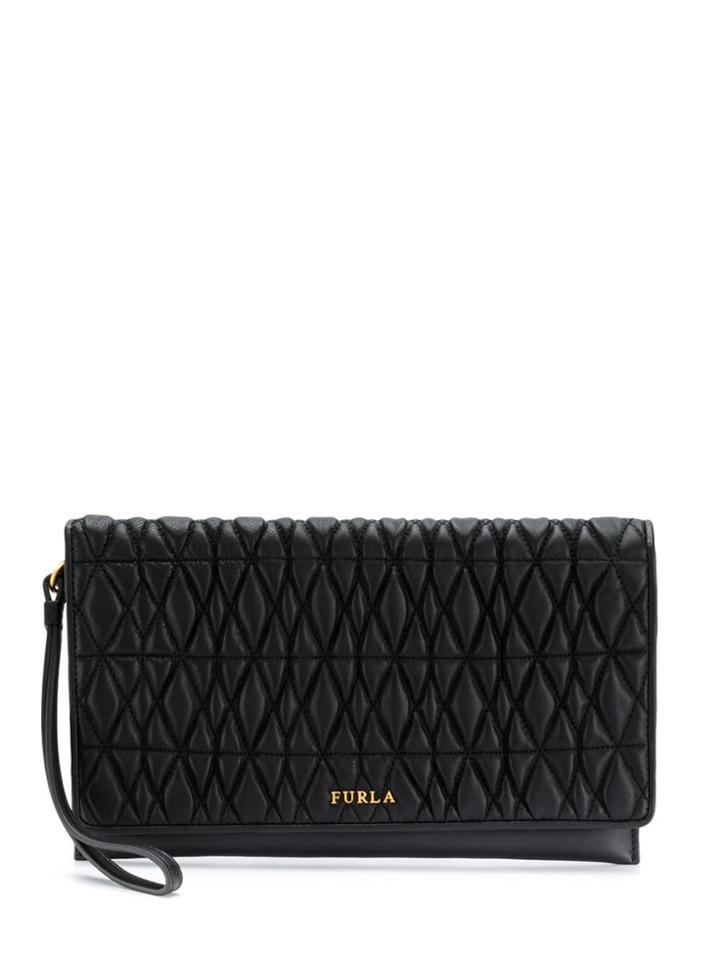 Furla Quilted Logo Clutch - Black