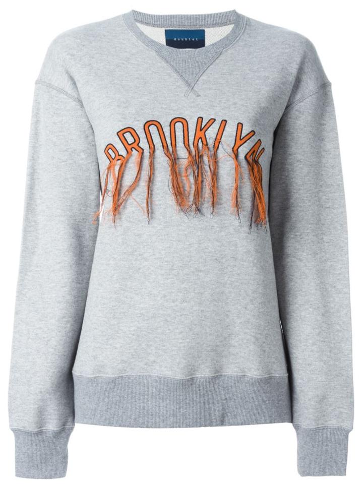 Doublet Frayed Embroidery Sweatshirt, Women's, Size: Large, Grey, Cotton/polyester
