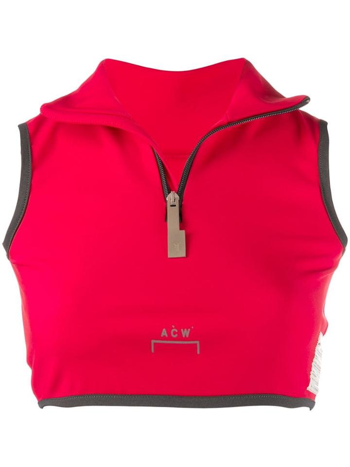 A-cold-wall* Zip Front Cropped Vest - Red