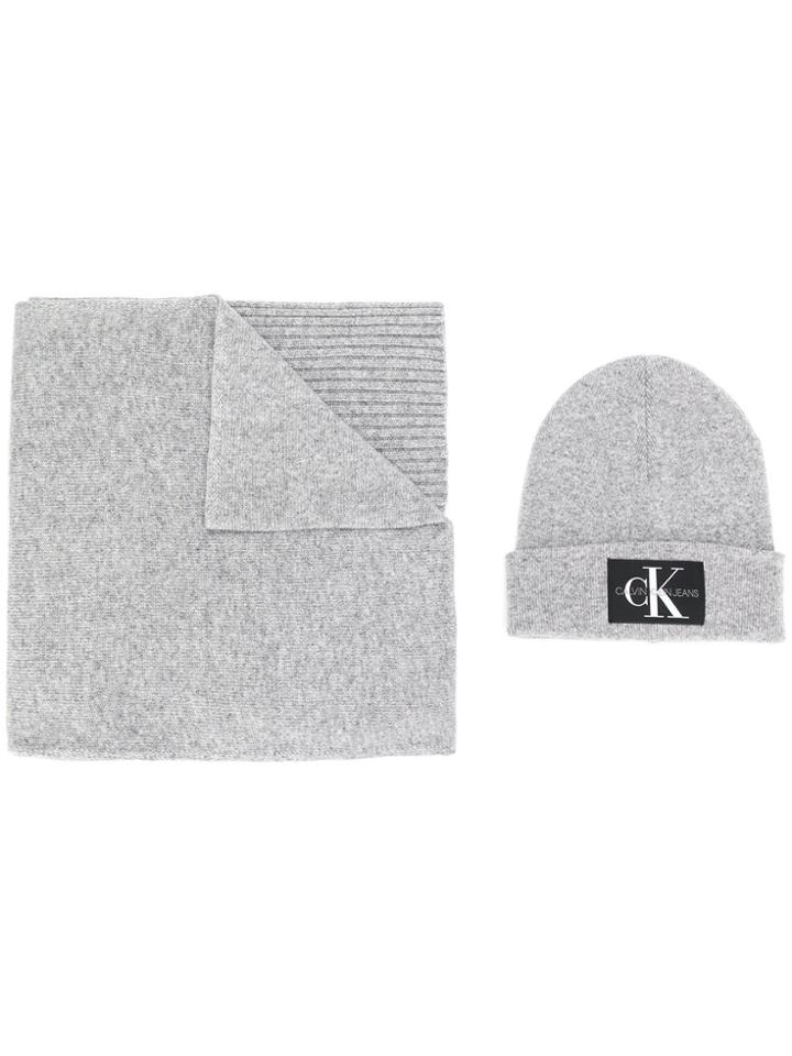 Calvin Klein Beanie And Scarf Set - Black