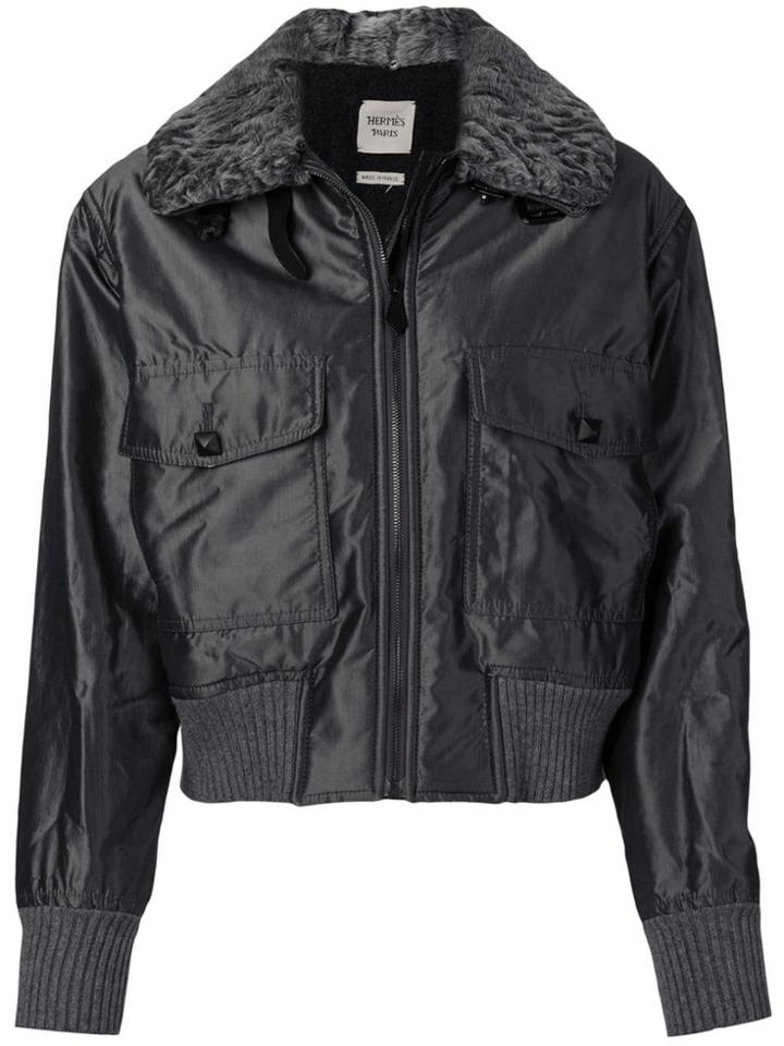 Hermès Vintage 2000's Metallic Bomber Jacket - Grey