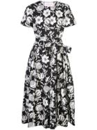 Carolina Herrera Belted Floral Print Dress - Black