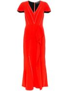 Roland Mouret Bates Stretch V-neck Ruffle Detail Dress - Red