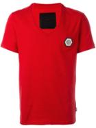 Philipp Plein V-neck T-shirt, Men's, Size: Large, Red, Cotton