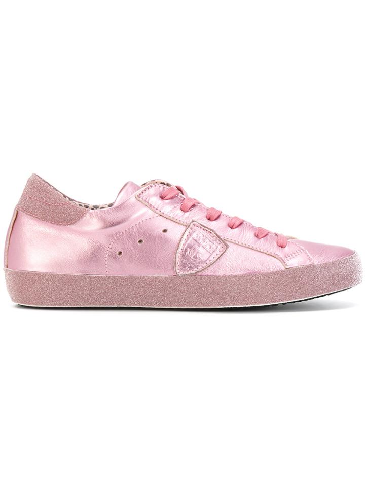 Philippe Model Glitter Trim Sneakers - Pink & Purple