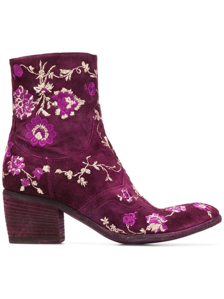 Fauzian Jeunesse Embroidered Ankle Boots - Pink & Purple