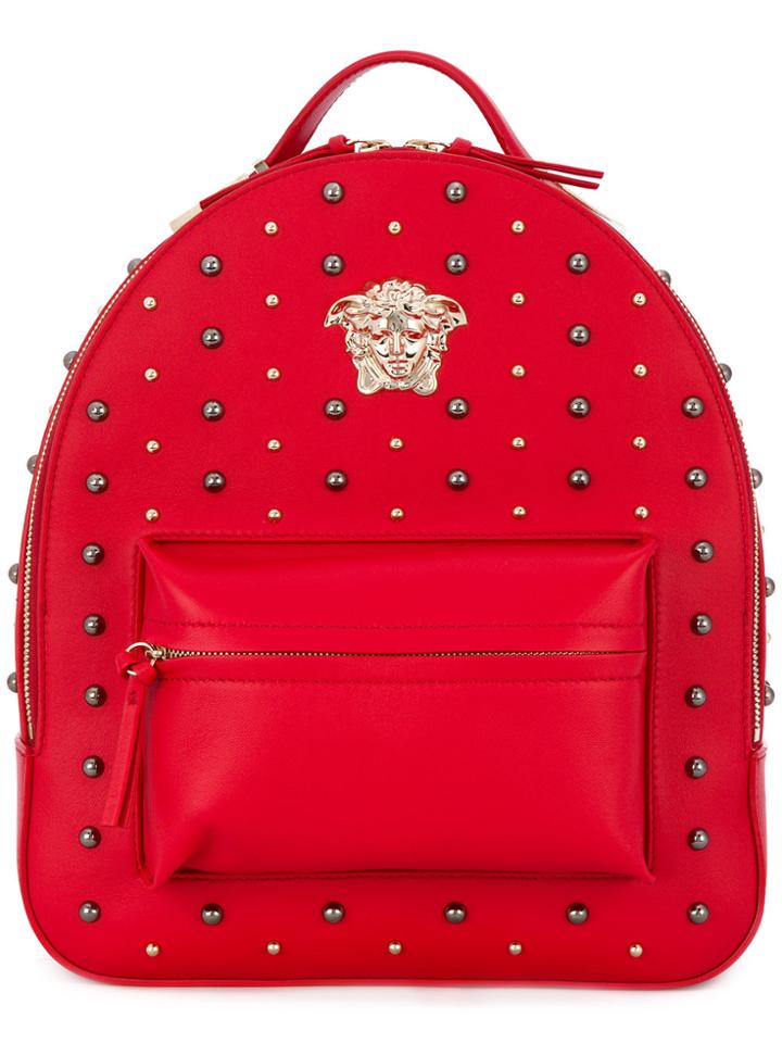 Versace Studded Medusa Backpack - Red
