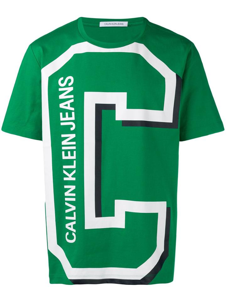 Calvin Klein Jeans Graphic 'c' Logo T-shirt - Green