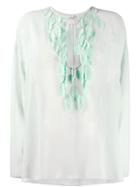 Giamba Feather Appliqué Blouse - Green