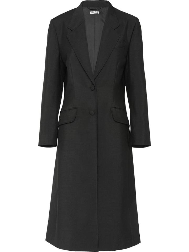 Miu Miu Single Breasted Coat - Black