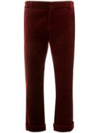 Saint Laurent Velour Cropped Trousers - Red