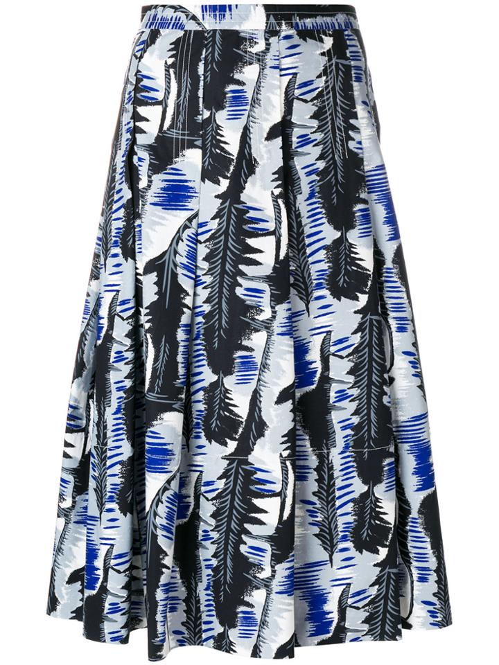 Marni Leaf Print Full Skirt - Blue