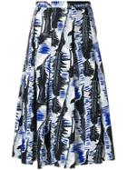 Marni Leaf Print Full Skirt - Blue