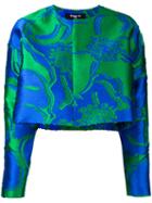 Paule Ka - Floral Jacquard Cropped Jacket - Women - Polyamide/polyester - 38, Blue, Polyamide/polyester