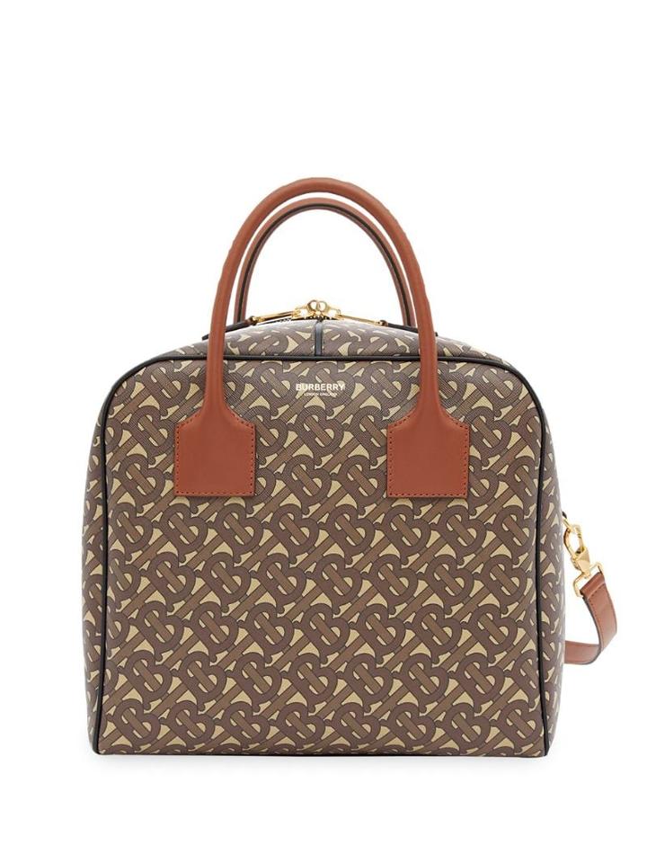 Burberry Medium Monogram Stripe E-canvas Cube Bag - Brown