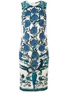 Roberto Cavalli - Rose Print Shift Dress - Women - Viscose - 40, White, Viscose