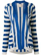 Laneus Striped Cardigan, Women's, Size: 38, Blue, Polyamide/polyester/viscose