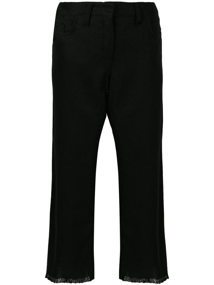 's Max Mara Cropped Raw Hem Trousers - Black