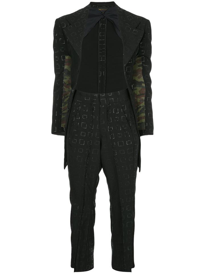 Comme Des Garçons Vintage Geometric Tonal Pattern Suit - Black