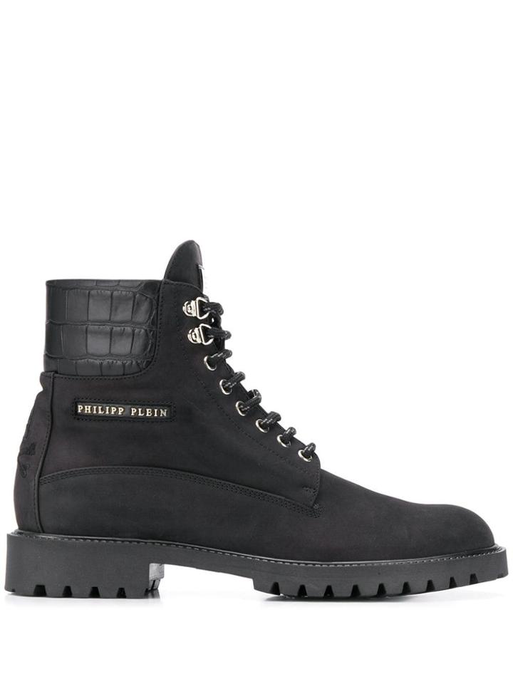 Philipp Plein Lace Up Boots - Black