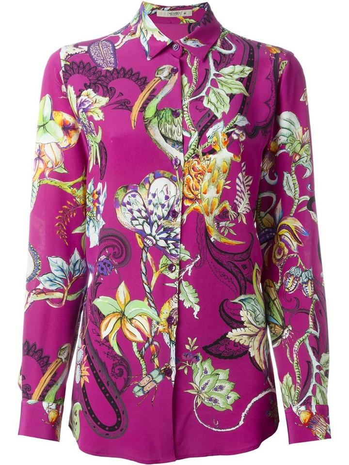 Etro Printed Shirt, Women's, Size: 44, Pink/purple, Silk