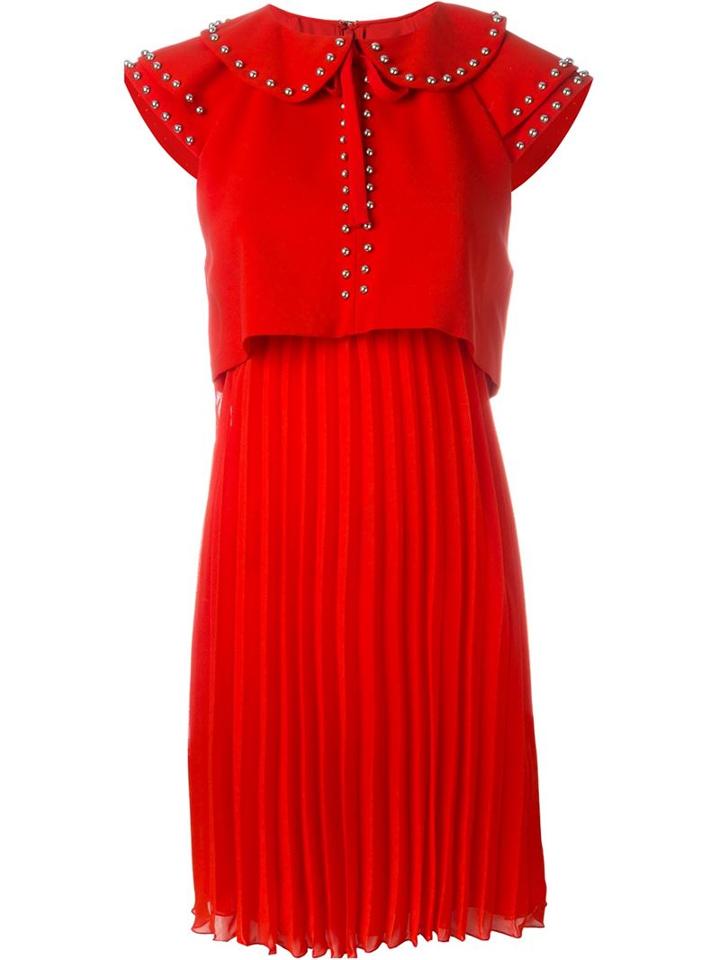 Giamba Studded Peter Pan Collar Flared Dress