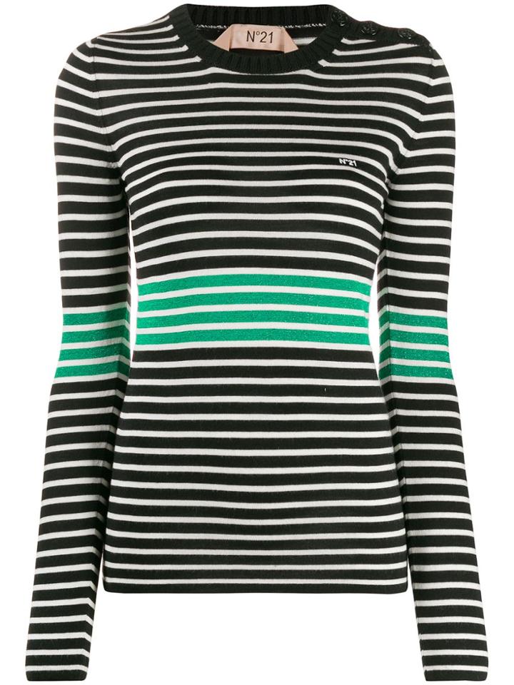 Nº21 Stripped Knitted Jumper - Black