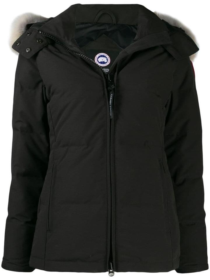 Canada Goose Coyote Fur Hooded Short Coat - Black