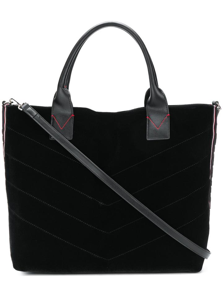 Pinko Large Velvet Shopping Bag - Black