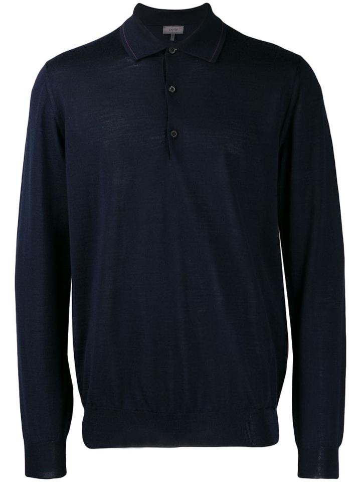 Lanvin Fine Knit Polo Shirt - Blue