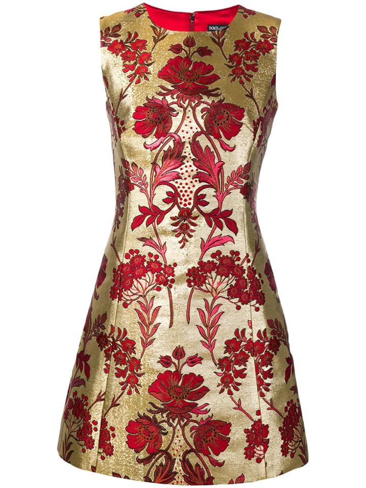 Dolce & Gabbana Floral Jacquard Dress - Gold