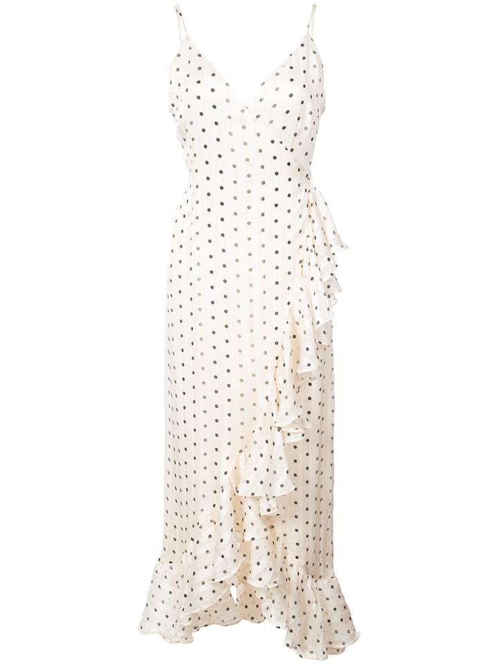 Shona Joy Dotted Ruffle Hem Wrap Dress - Nude & Neutrals