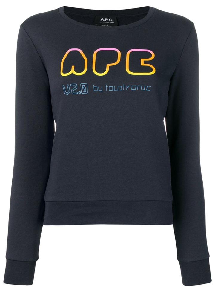 A.p.c. Rainbow Logo Print Sweater - Blue