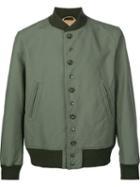 Engineered Garments Buttoned Bomber Jacket, Men's, Size: Large, Green, Cotton