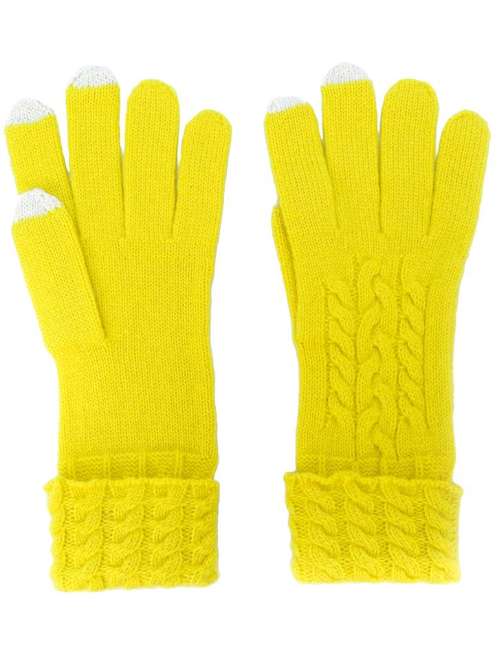 N.peal Cable Knit Gloves - Yellow & Orange