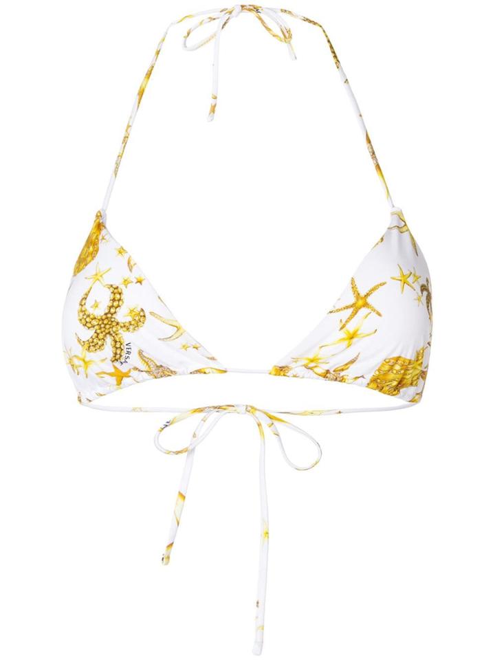 Versace Jewelled Starfish Print Bikini - White