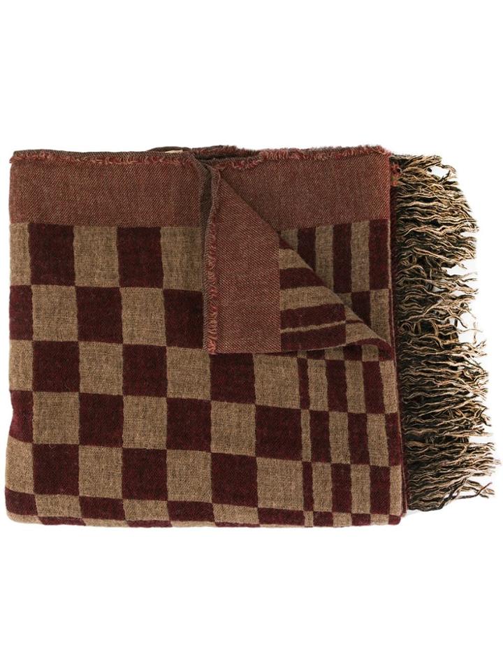 Uma Wang Check Scarf - Brown