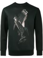 Neil Barrett Bird Print Sweatshirt, Men's, Size: Small, Black, Polyester/viscose