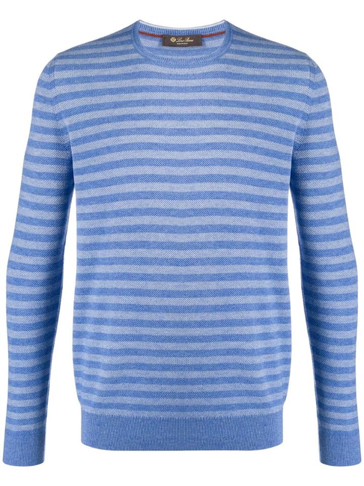 Loro Piana Fine Knit Striped Jumper - Blue