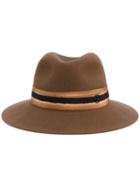 Maison Michel Ribbon Detail Hat, Women's, Size: Medium, Brown, Wool Felt