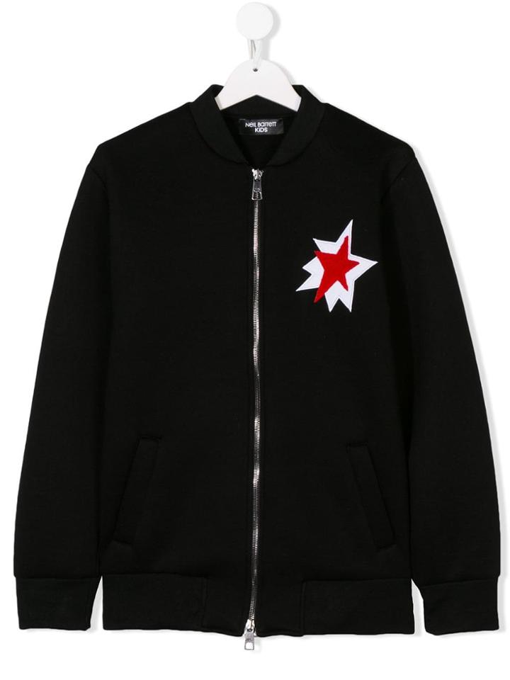 Neil Barrett Kids Star Patch Bomber Jacket - Black