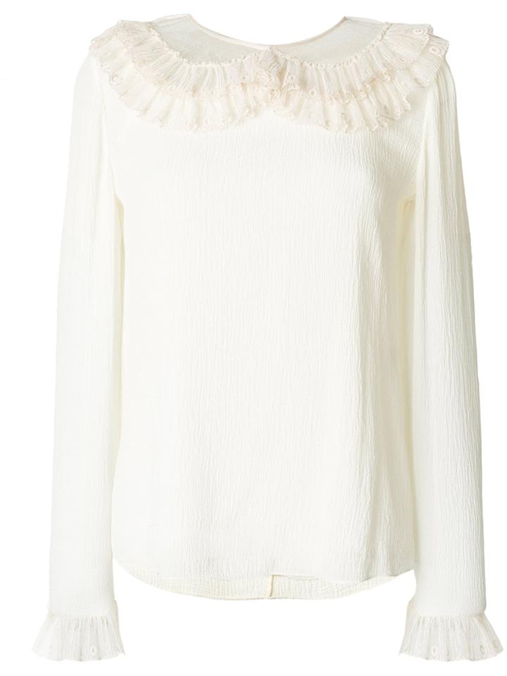 Chloé Ruffle Collar Blouse - White