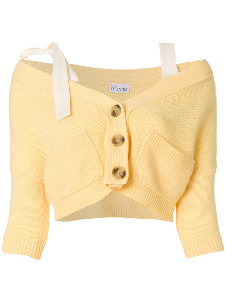 Red Valentino Off-shoulder Cropped Cardigan - Yellow & Orange