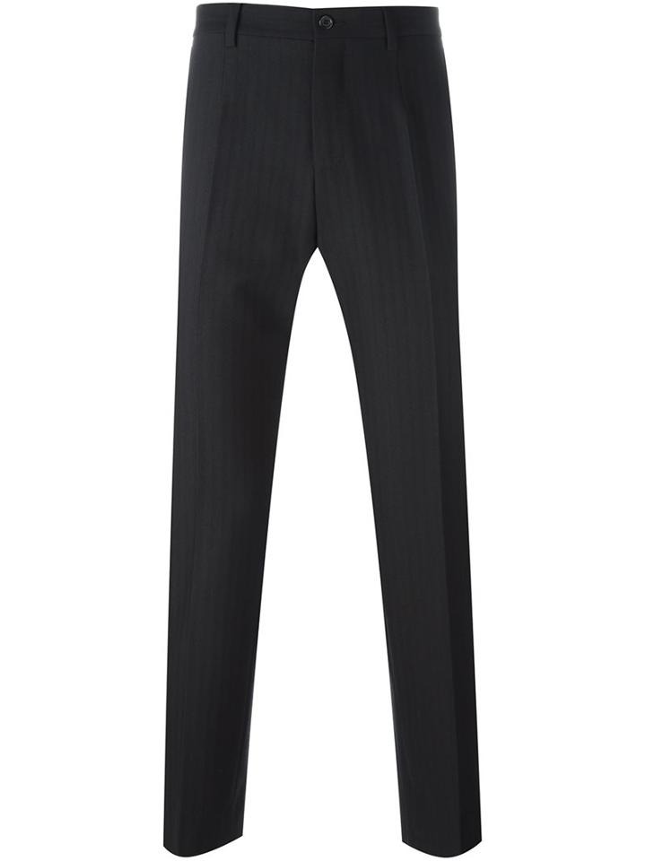 Dolce & Gabbana Slim Tailored Trousers, Men's, Size: 48, Black, Cotton/virgin Wool