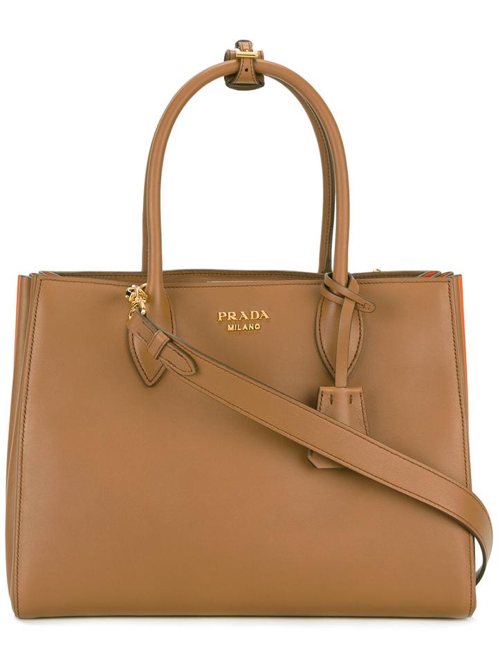 Prada Classic Tote, Women's, Brown, Leather