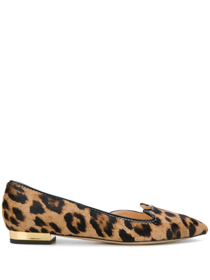 Charlotte Olympia Leopard Print Ballerina Flats - Brown