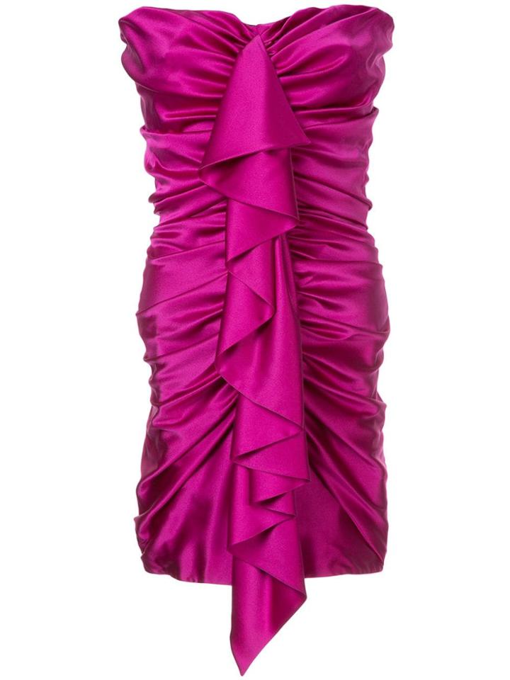 Alexandre Vauthier Strapless Satin Ruched Mini Dress - Pink & Purple