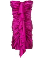 Alexandre Vauthier Strapless Satin Ruched Mini Dress - Pink & Purple