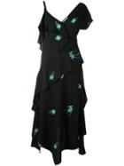 Dvf Diane Von Furstenberg Asymmetric Ruffle Dress - Black