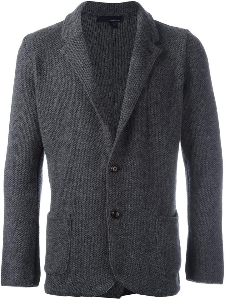Lardini Two Button Blazer, Men's, Size: Small, Grey, Nylon/wool/alpaca